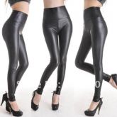 Mulheres leggings de couro