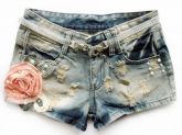 Jeans curta Slim  flor